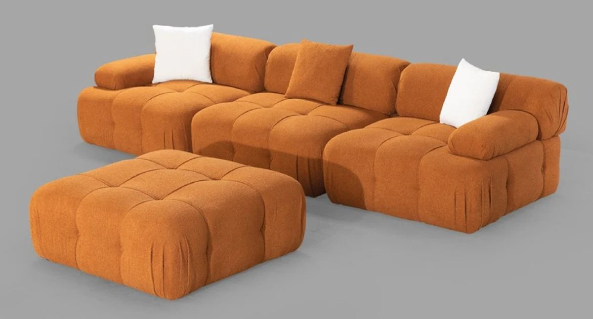 Luxus Wohnzimmer Sofa Braun 300 x 200 x H. 70 cm - Modulares 4 Teiliges Ecksofa - Hotel Sofa - Wohnzimmer Möbel - Hotel Möbel - Luxus Möbel