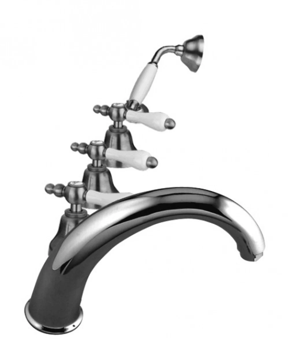 Luxus Bad Zubehör - Jugendstil Retro 5 Loch Wannen Kombination Chrom Serie Milano - Made in Italy - Nostalgisch Antik Stil