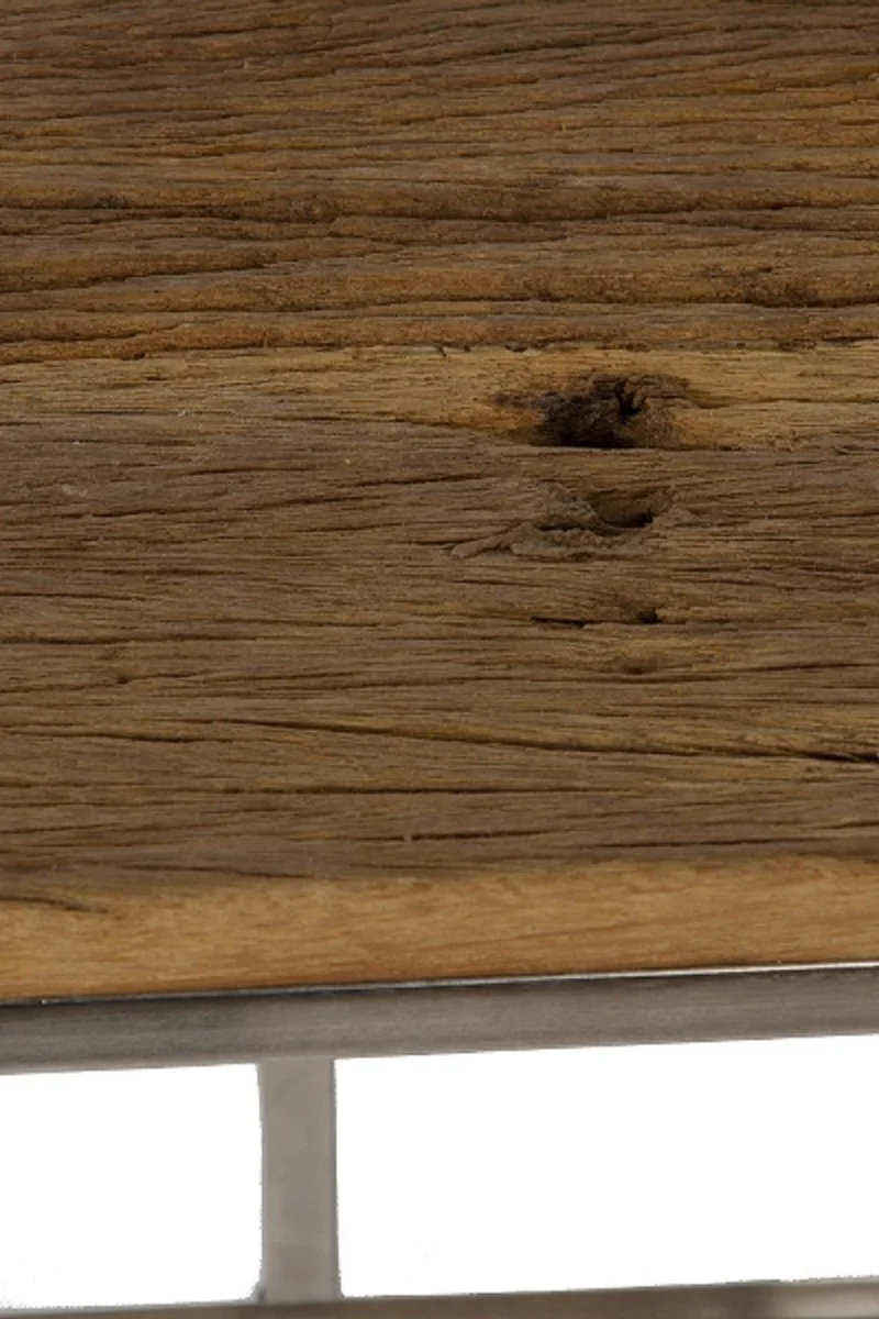 Luxus Beistelltisch Set Braun / Silber 45 x 30 x H. 45 cm - Beistelltische mit Metall Untergestell