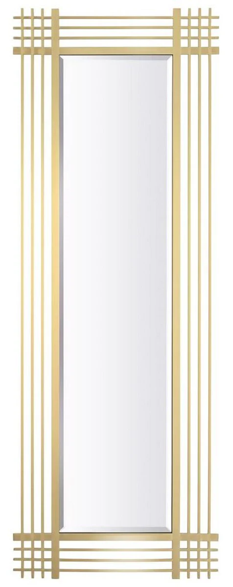 Luxus Edelstahl Wandspiegel Messingfarben 80 x 3 x H. 220 cm - Wohnzimmer Spiegel - Schlafzimmer Spiegel - Garderoben Spiegel - Luxus Möbel