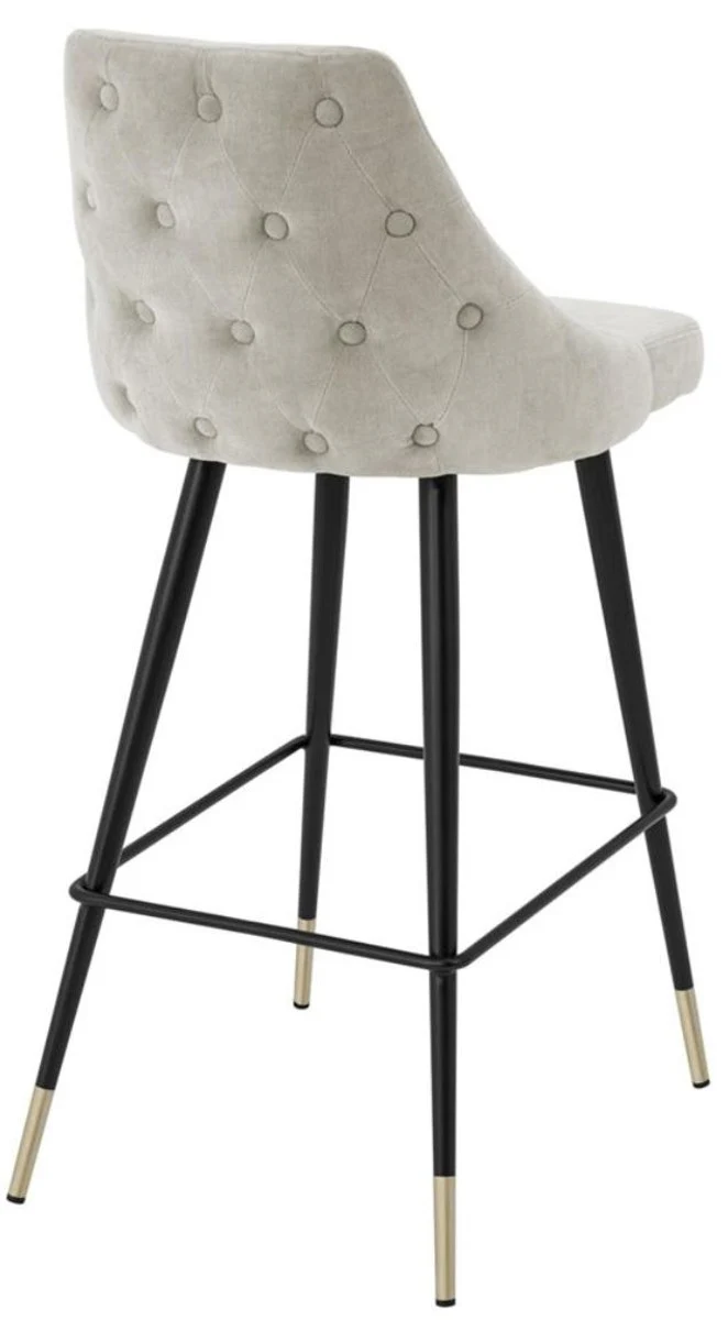 Luxus Barstuhl Sandfarben / Schwarz 47 x 52 x H. 101 cm - Luxus Barmöbel