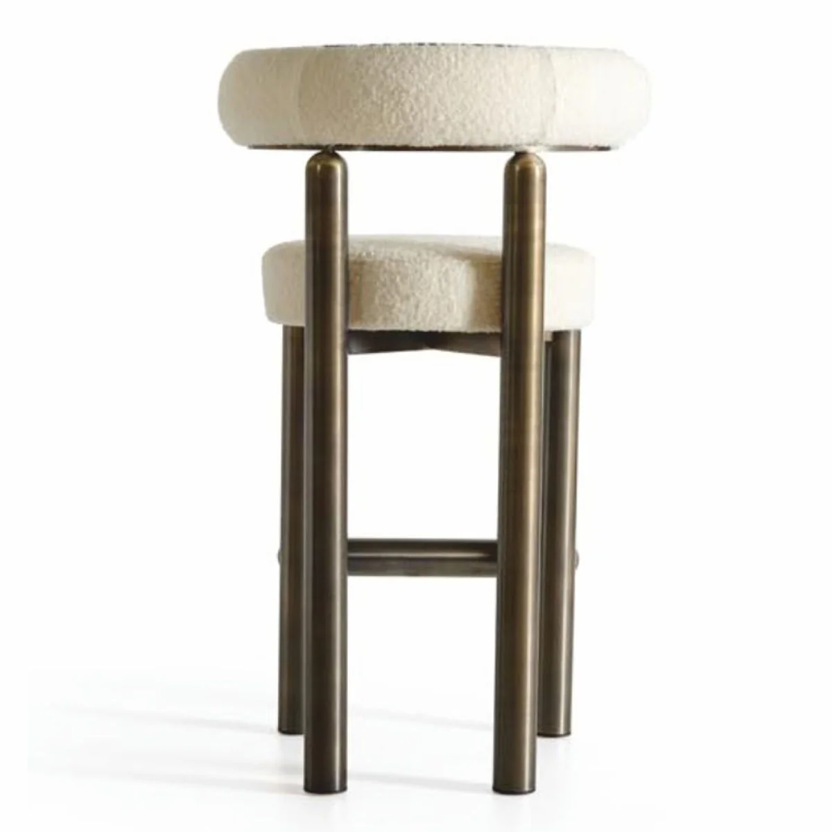 Luxus Edelstahl Barstuhl Creme / Bronze H. 103 cm - Luxus Bar Möbel