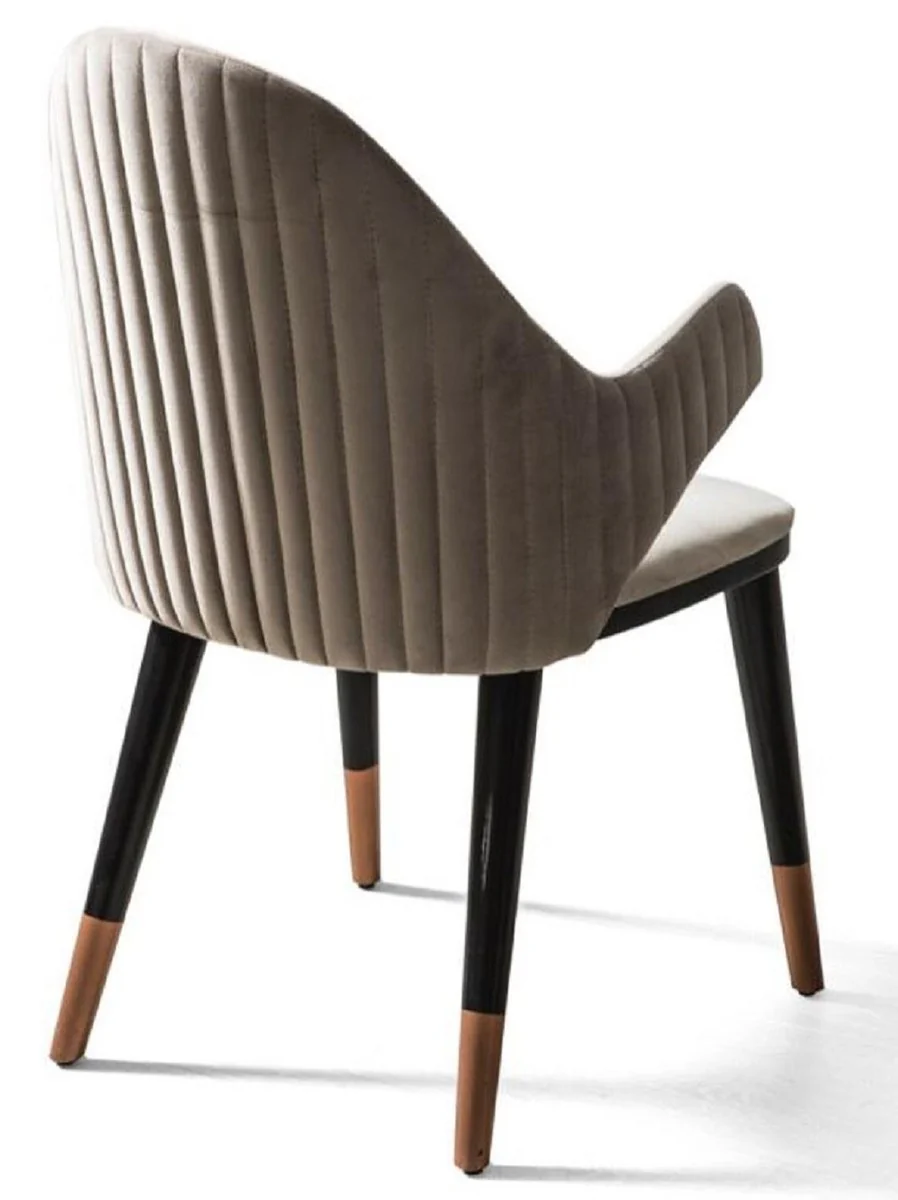 Luxus Esszimmerstuhl 6er Set mit Armlehnen Grau / Schwarz / Kupfer 52 x 52 x H. 88 cm - Esszimmer Möbel - Restaurant Möbel - Esszimmer Einrichtung - Luxus Möbel - Luxus Einrichtung