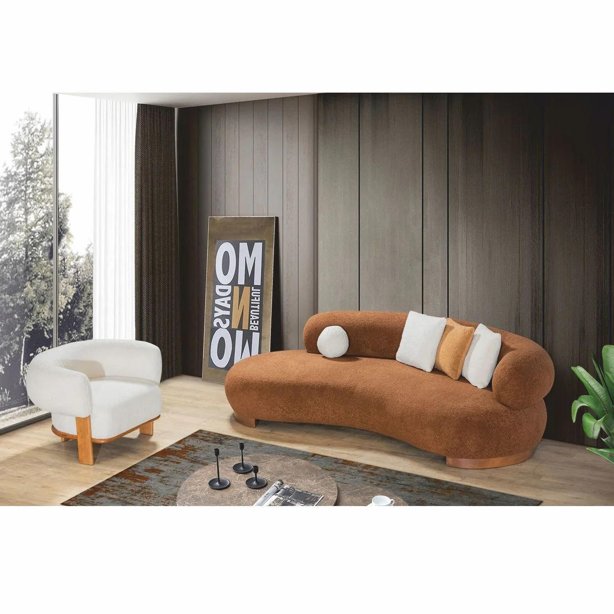 Luxus Sofa Braun 255 cm - Wohnzimmer & Hotel Möbel