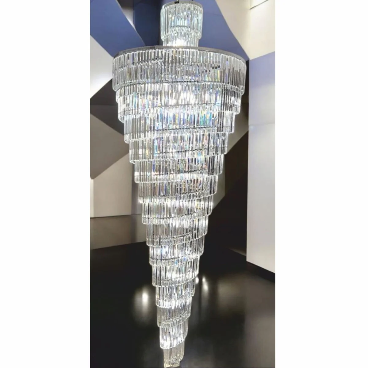 Luxus Glas Kronleuchter Silber Ø 60 x H. 100 cm - Made in Italy