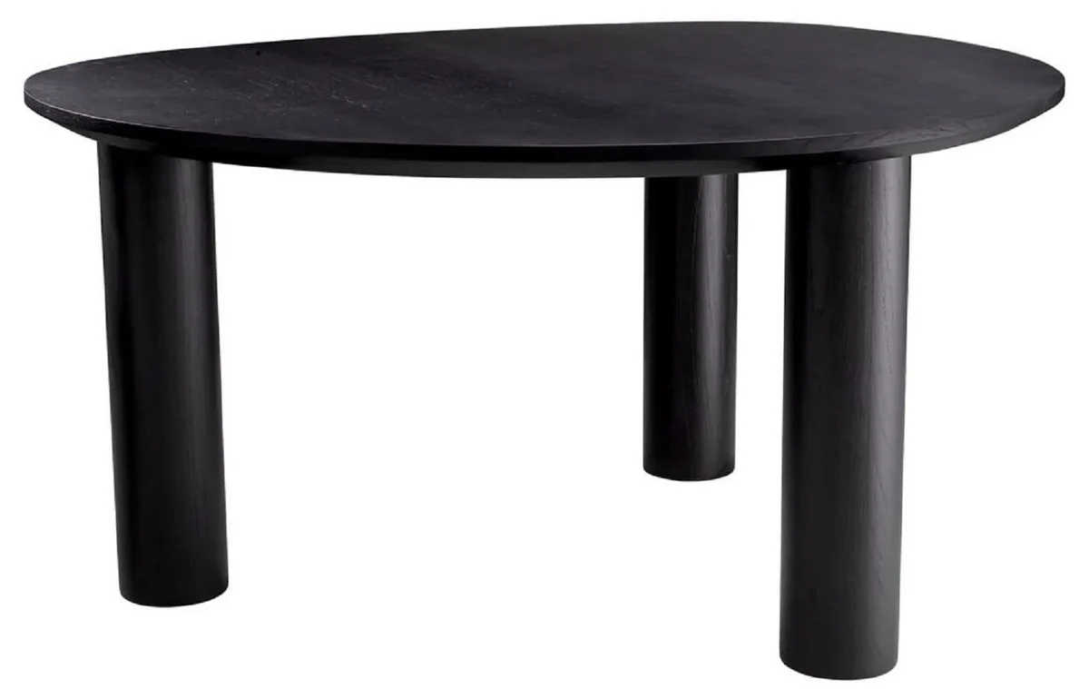 Luxus Esstisch Schwarz 149 x 128,5 x H. 77 cm - Massivholz Küchentisch - Esszimmer Möbel - Küchen Möbel - Luxus Möbel - Luxus Einrichtung