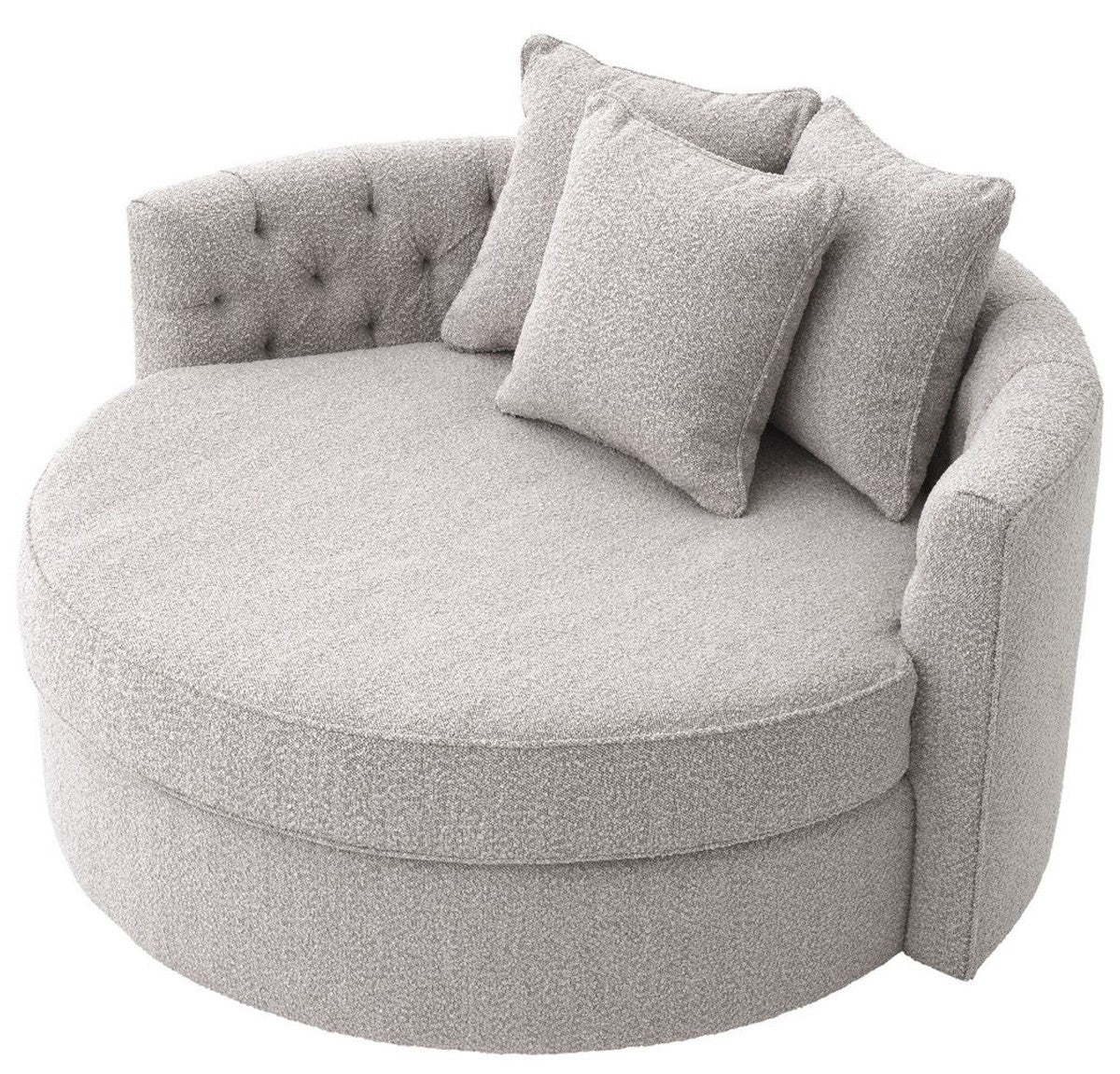 Luxus Rundsofa Grau 157 x 148 x H. 90 cm - Modernes rundes Wohnzimmer Sofa mit 3 Kissen - Wohnzimmer Möbel - Luxus Möbel