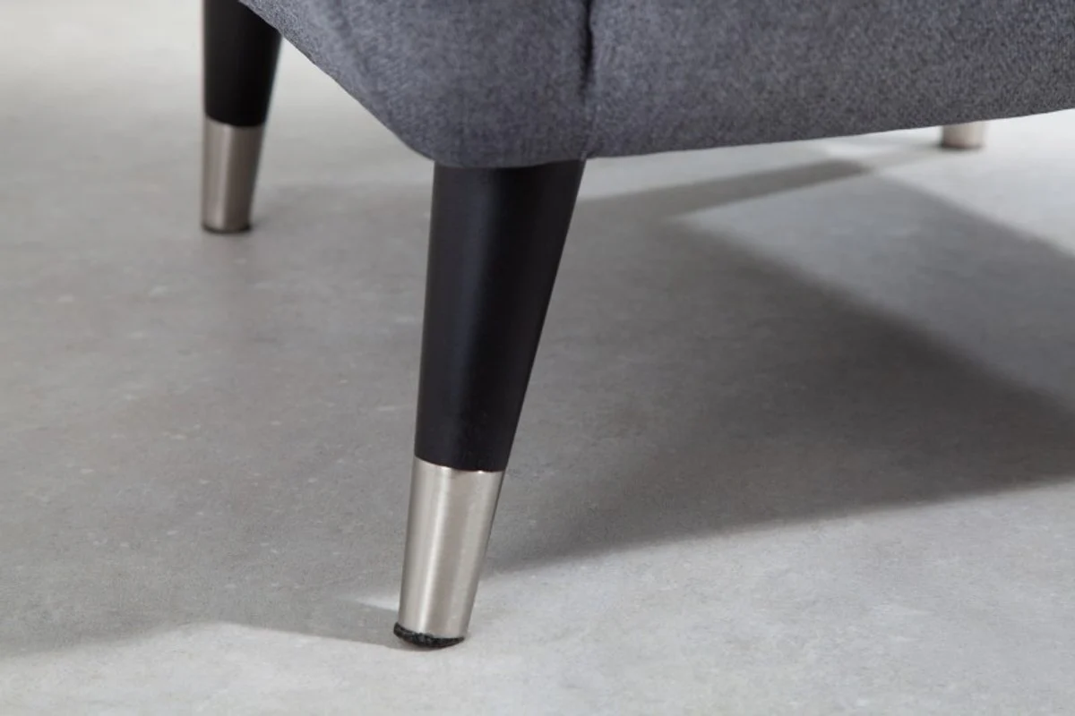 Chesterfield Ohrensessel Grau / Silber / Schwarz von Casa Padrino