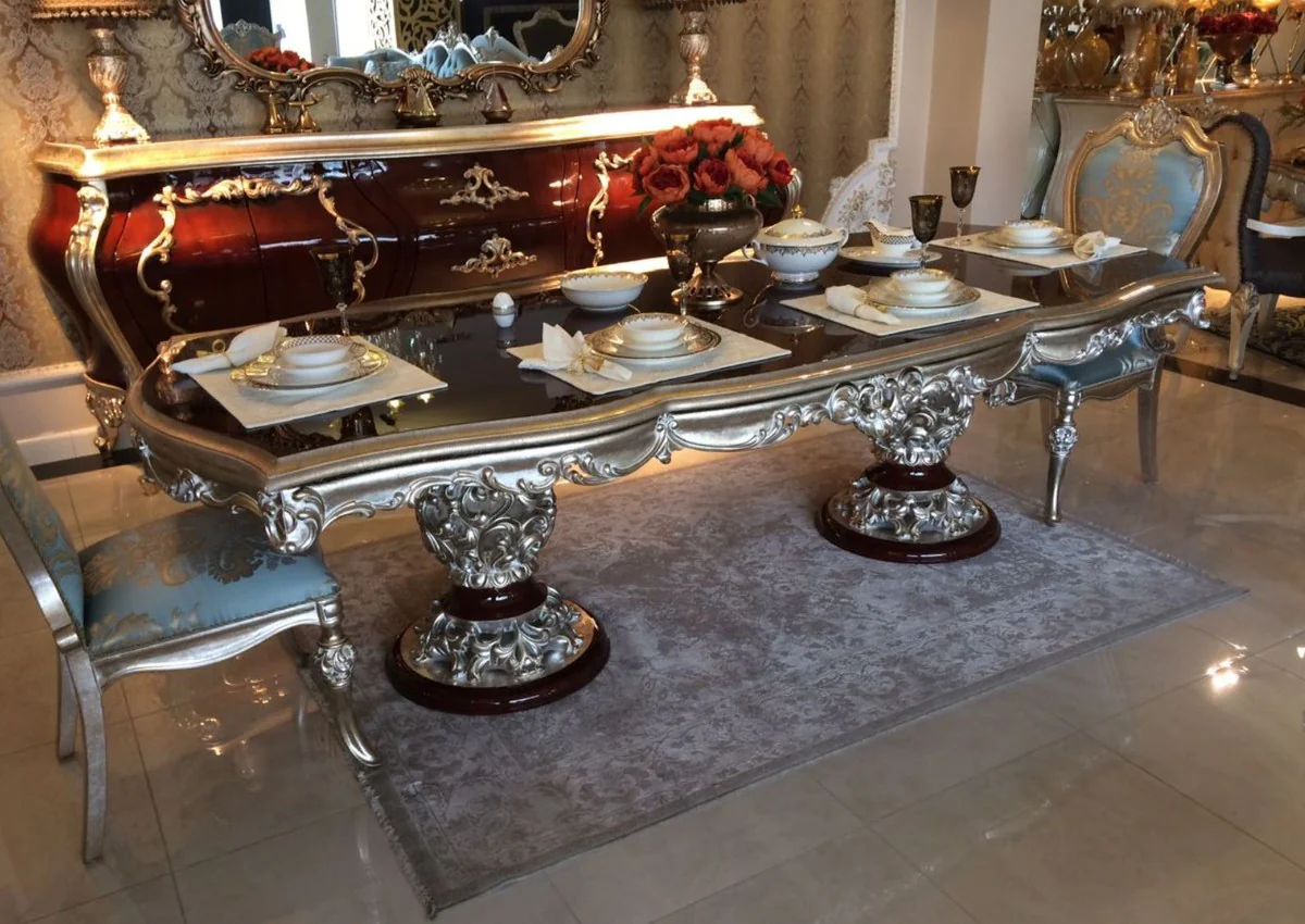 Luxus Barock Esszimmer Set - 1 Esstisch & 8 Esszimmerstühle - Esszimmermöbel im Barockstil - Edel & Prunkvoll - Luxus Qualität