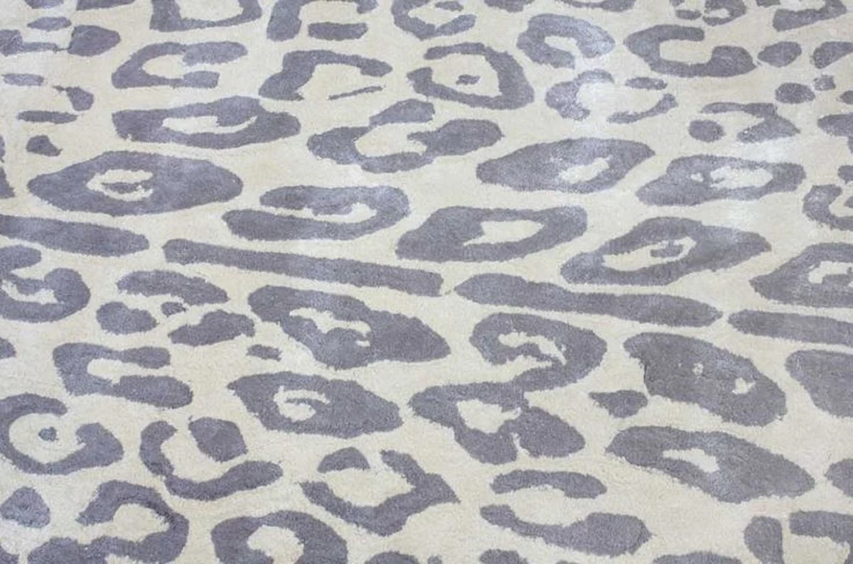 Luxus Viskose Teppich mit Leoparden Design Grau / Creme / Schwarz 160 x 230 cm - Ovaler Wohnzimmer Teppich - Moderner Schlafzimmer Teppich - Luxus Interior - Luxus Qualität