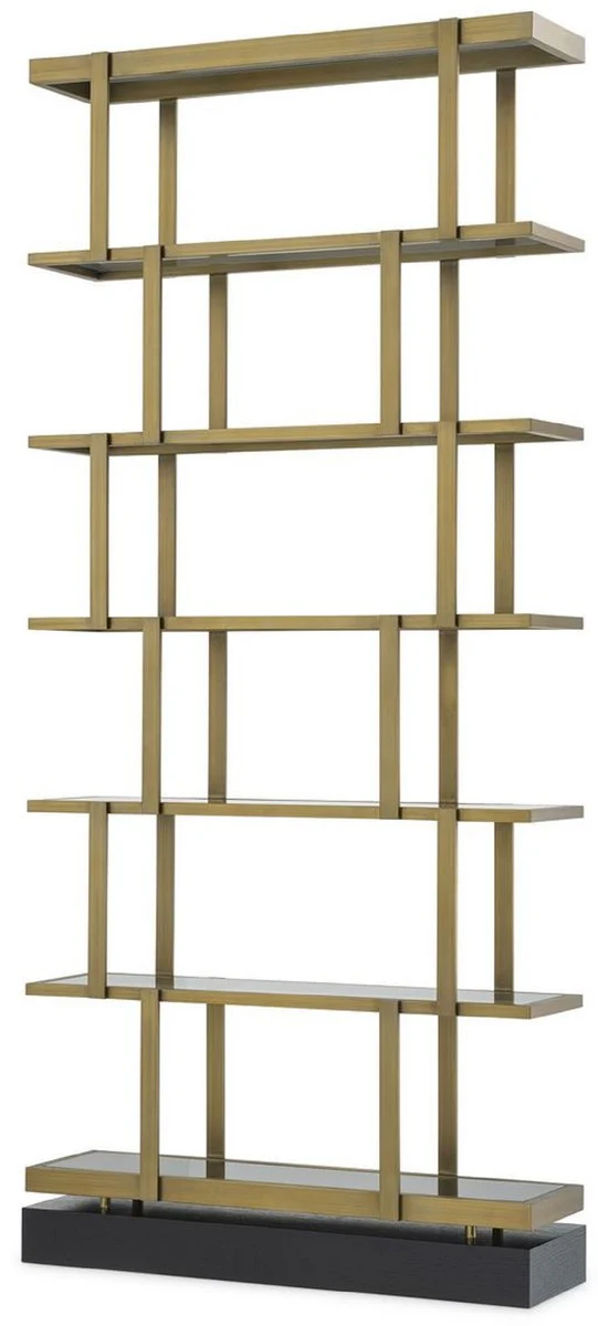 Luxus Regalschrank Messingfarben / Schwarz 110 x 30 x H. 243 cm - Edelstahl Schrank - Bücherschrank - Wohnzimmer Schrank - Büroschrank - Luxus Möbel