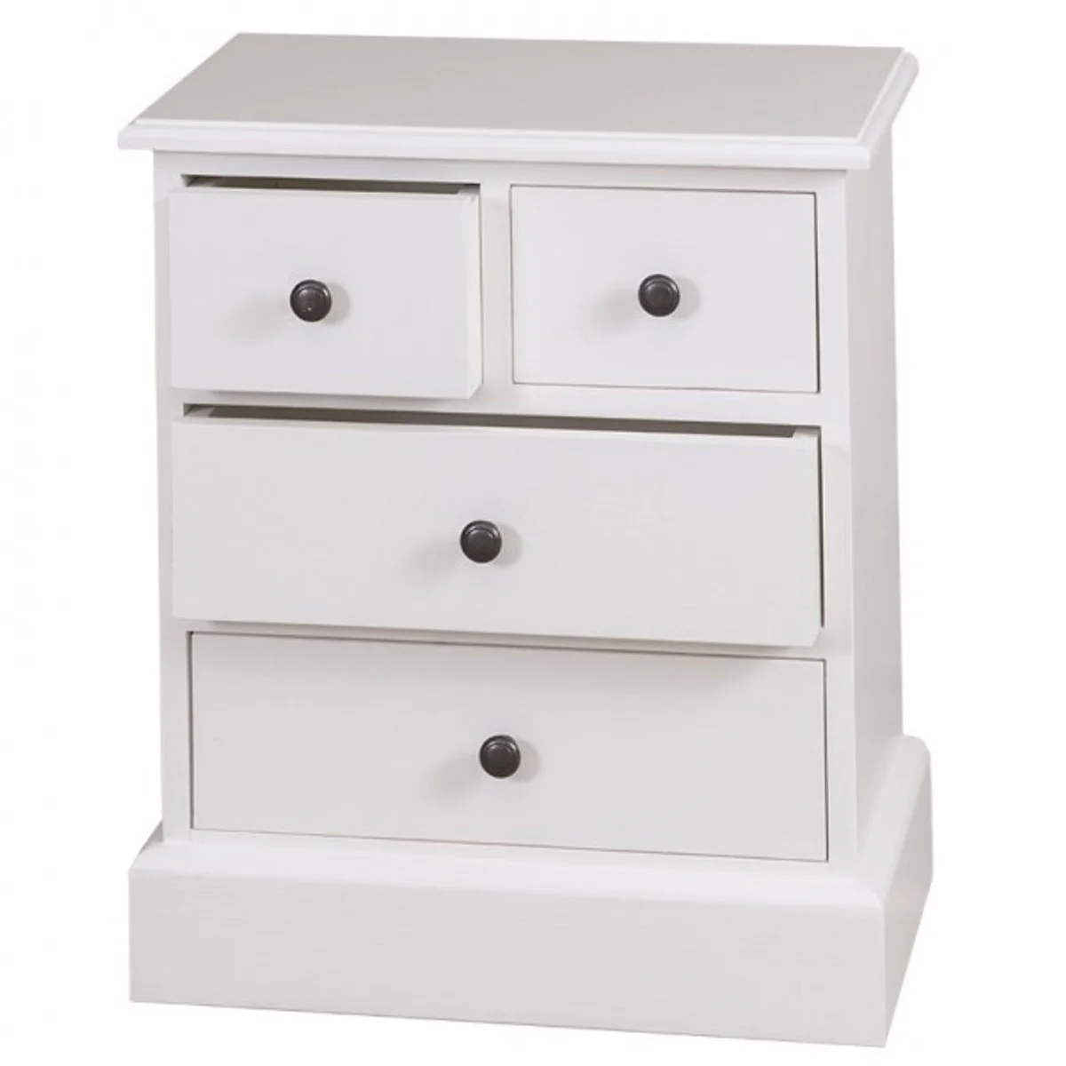 Landhaus Stil Kommode mit 4 Schubladen - Jugendstil Shabby Chic Möbel - Massivholz Nachtschrank