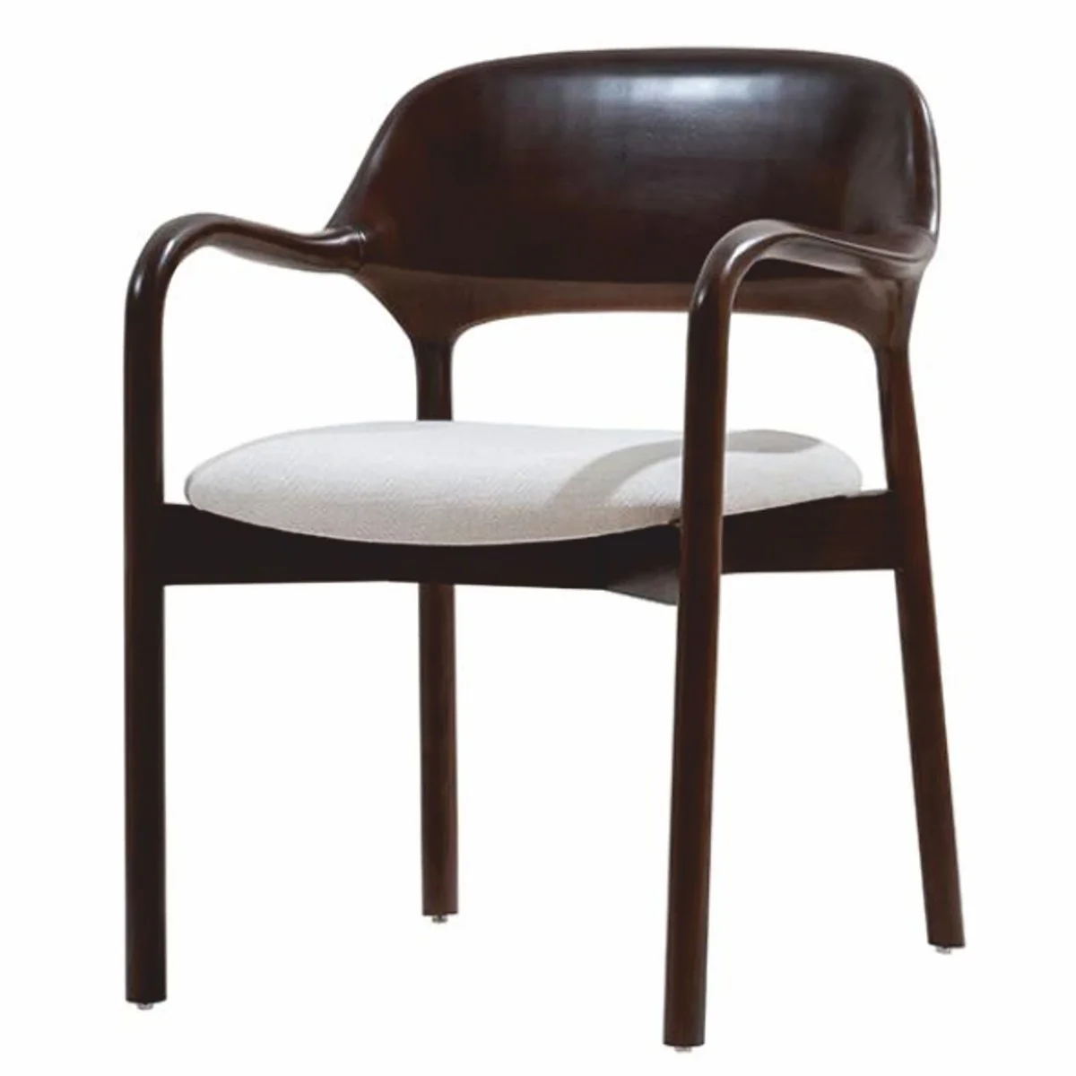 Luxus Esszimmer Stuhl mit Armlehnen Dunkelbraun / Weiß - Esszimmer Möbel