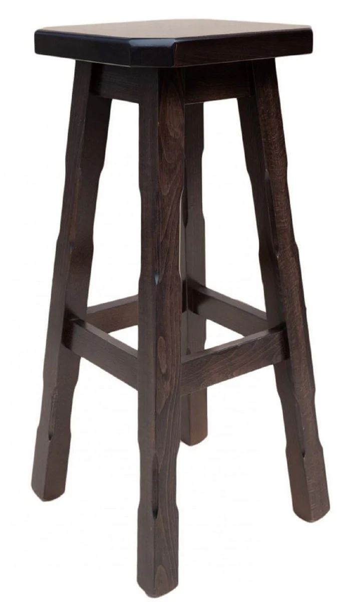 Landhausstil Barhocker Dunkelbraun H. 80 cm - Massivholz Bar Möbel