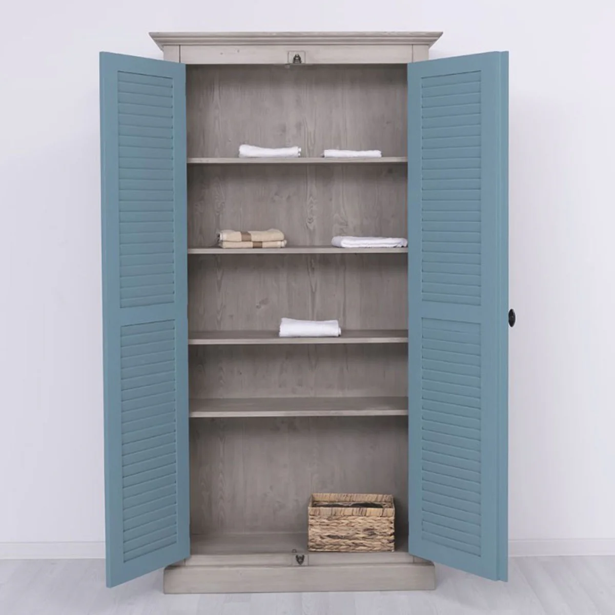 Landhausstil Schlafzimmer Schrank Grau / Blau 109 cm - Schlafzimmer Möbel