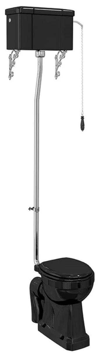 Luxus Jugendstil WC mit Hänge Spülkasten Schwarz 52 x 67 x H. 238 cm - Badezimmer Möbel - Luxus Qualität