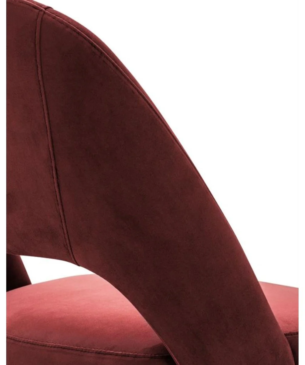 Luxus Esszimmerstuhl Bordeauxrot / Schwarz 52 x 58 x H. 85 cm - Luxus Esszimmermöbel