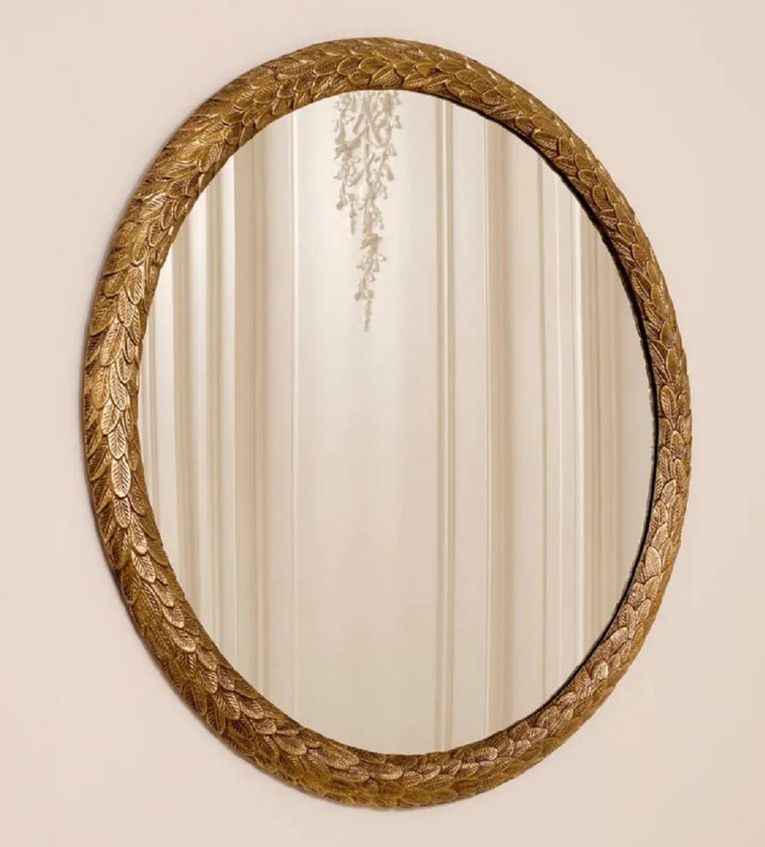 Luxus Spiegel Antik Messing Ø 91cm - Runder Wandspiegel