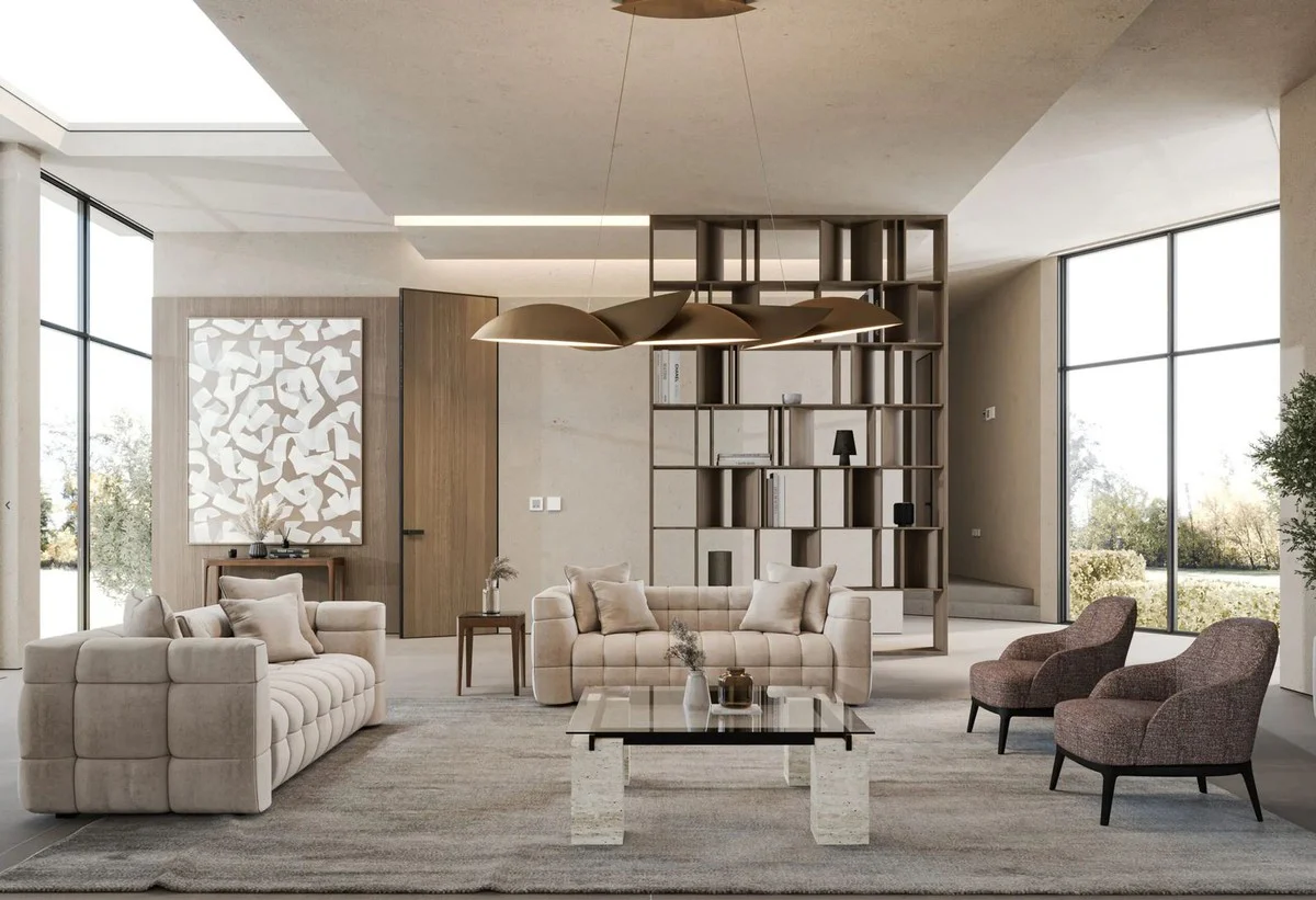 Luxus Sofa Grau 230 x 96 x H. 74 cm - Wohnzimmer Sofa - Hotel Sofa - Wohnzimmer Möbel - Wohnzimmer Einrichtung - Hotel Möbel - Luxus Möbel - Luxus Einrichtung