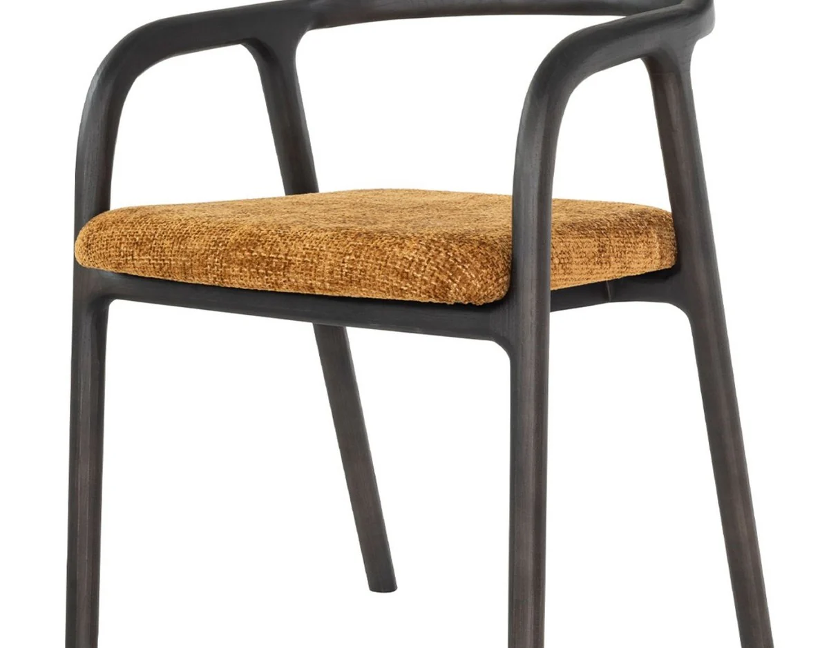 Luxus Esszimmer Stuhl mit Armlehnen Schwarz / Braun - Hotel & Restaurant Möbel