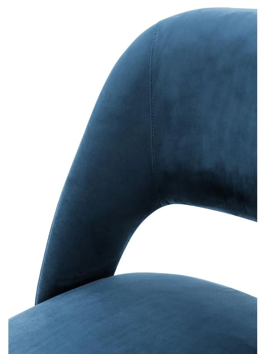 Luxus Esszimmerstuhl Blau / Schwarz 52 x 58 x H. 85 cm - Luxus Esszimmermöbel