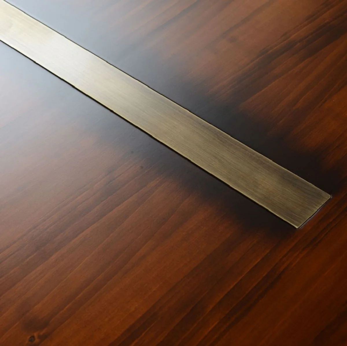 Luxus Vintage Industrie Stil Esstisch Braun / Messing 226,5 x 111 x H. 75,5 cm - Rechteckiger Esszimmertisch mit Massivholz Tischplatte - Luxus Vintage Industrie Stil Esszimmer Möbel