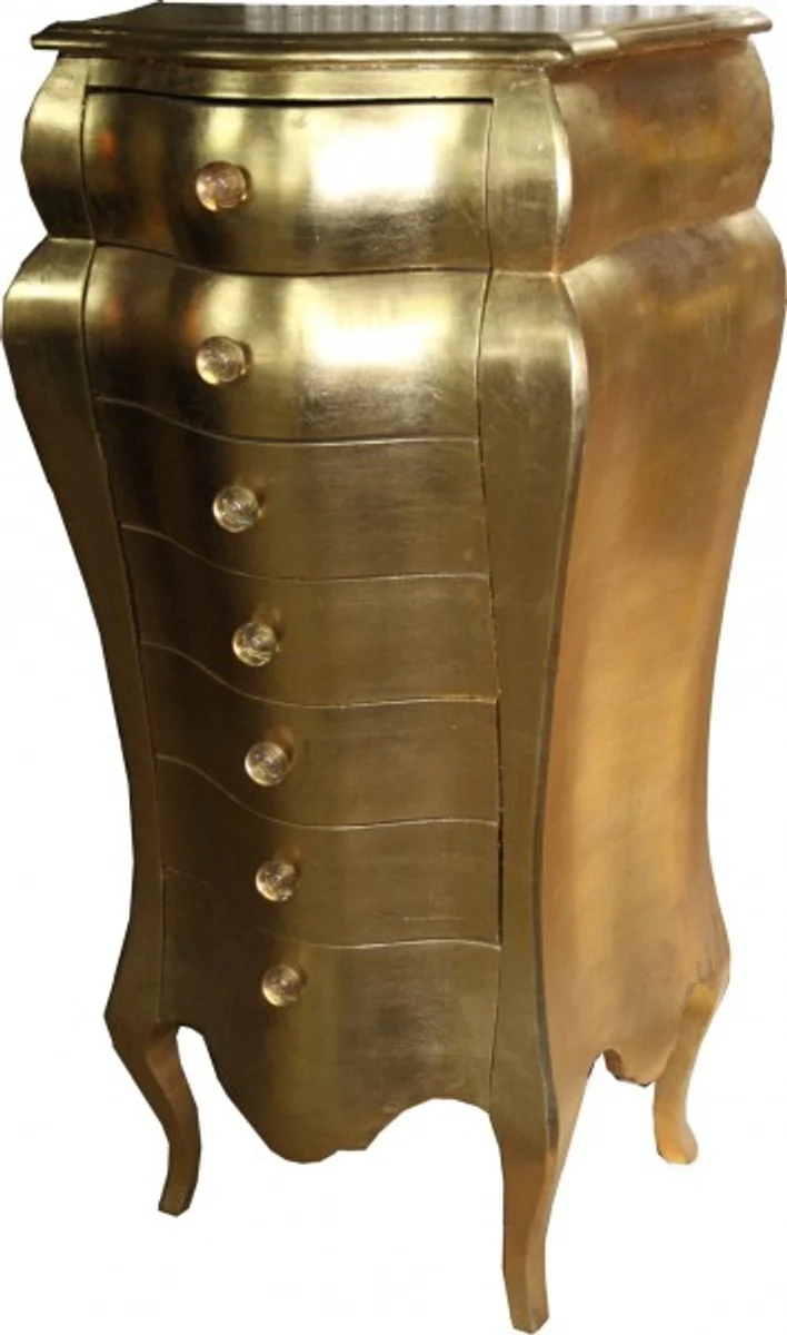 Barock Kommode Gold 130.5 x 68 x 49 cm - Handgefertigt aus Massivholz