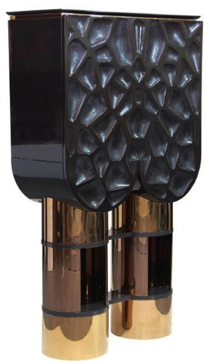 Luxus Designer Barschrank Schwarz / Rosegold / Rot 170 x 44 x H. 98 cm - Weinschrank mit 2 Türen - Wohnzimmer Möbel - Bar Möbel - Hotel Möbel - Luxus Kollektion