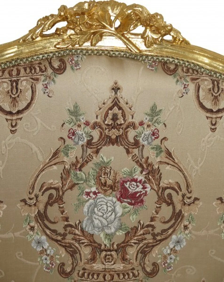 Barock Sofa Creme Muster / Gold - italienischer Stil - Barock Möbel - prunkvoll und ausgefallen!