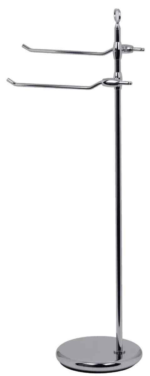 Luxus Badezimmer Handtuchhalter Silber Ø 23 x 34 x H. 91 cm - Freistehender Messing Handtuchhalter - Badezimmer Möbel - Hotel Möbel - Luxus Qualität - Made in Italy