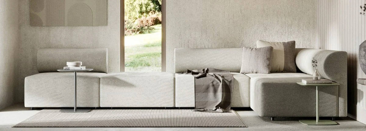 Luxus Ecksofa Grau 360 x 180 cm - Modulares Wohnzimmer Sofa - Luxus Möbel