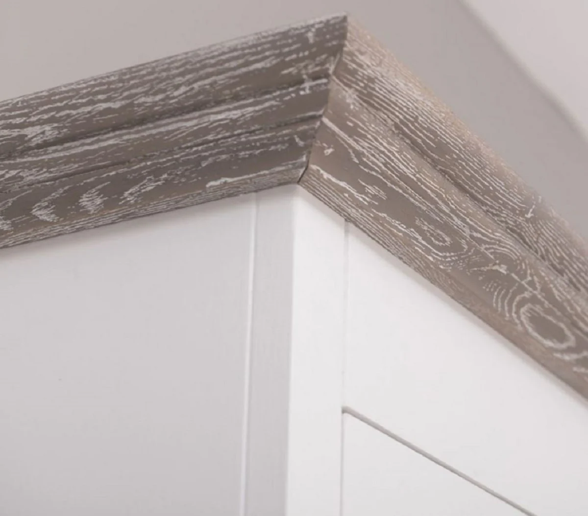 Landhausstil Küchenschrank Weiß / Grau 138 x 50 x H. 197 cm - 2 Teiliger Küchenschrank mit 5 Türen und 7 Schubladen - Landhausstil Küchenmöbel