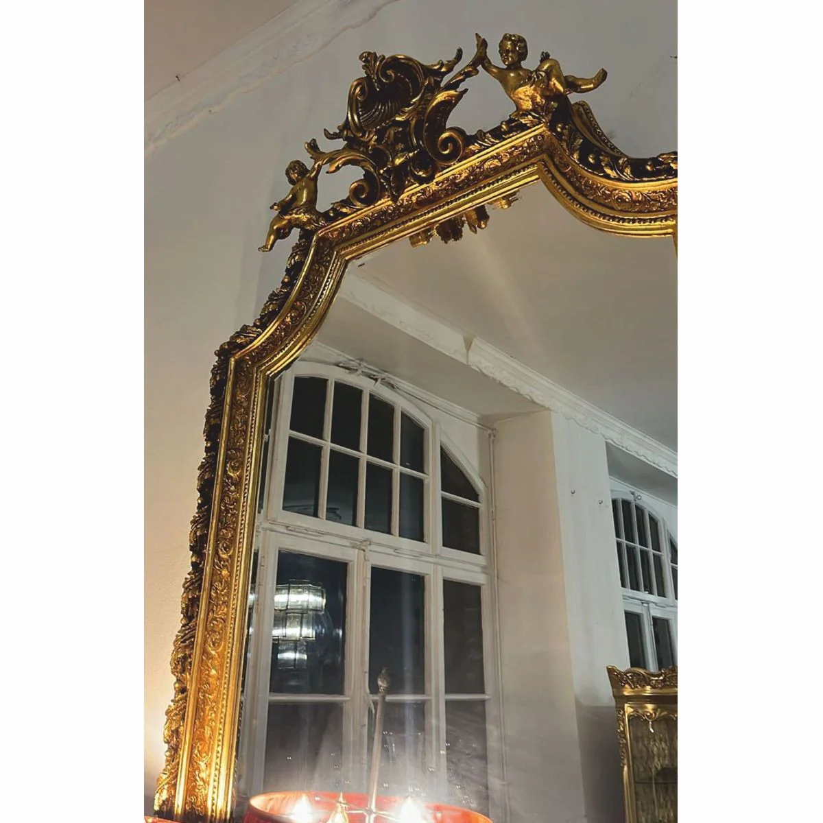 Barock Spiegel mit Engelsfiguren Gold H. 175 cm - Möbel im Barockstil