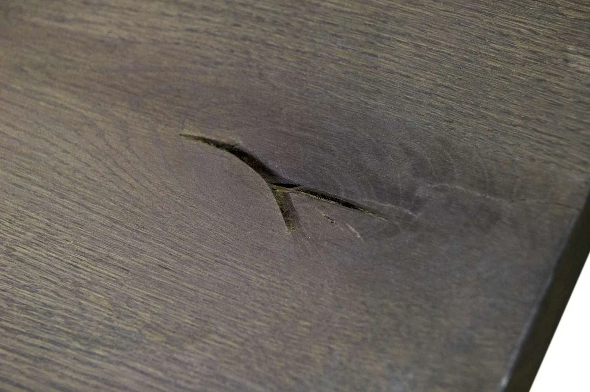 Luxus Massivholz Esstisch - Verschiedene Größen & Farben - Küchentisch mit rustikaler Eichenholz Tischplatte und Metallbeinen - Esszimmer Tisch