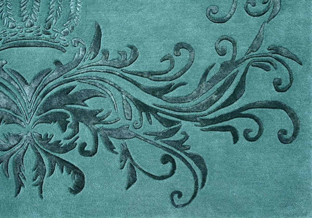 Pompöös by Luxus Barock Teppich Krone von Harald Glööckler Grün - Verschiedene Größen