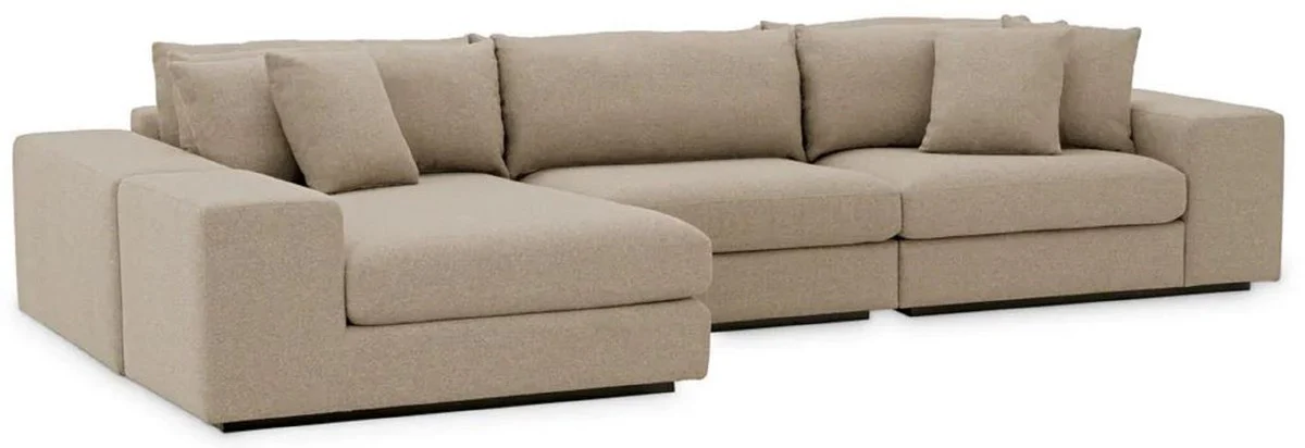 Luxus Ecksofa mit Kissen Grau / Schwarz 380 x 200 x H. 90 cm - Wohnzimmer Sofa - Hotel Sofa - Wohnzimmer Möbel - Hotel Möbel - Luxus Möbel - Luxus Qualität