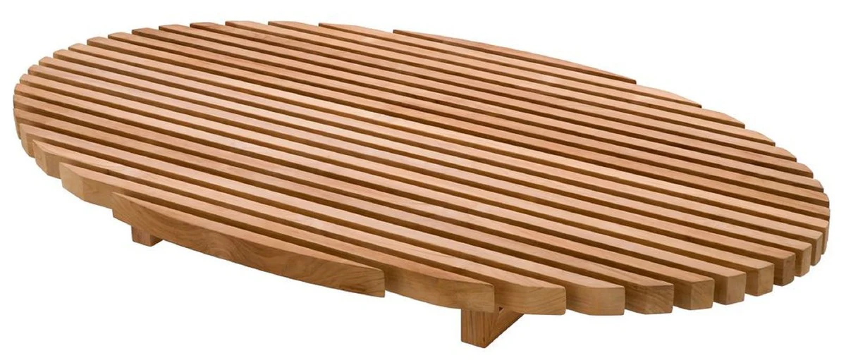 Luxus Teak Couchtisch Naturfarben 170,5 x 99,5 x H. 21,5 cm - Ovaler Teakholz Wohnzimmertisch - Teakholz Wohnzimmer Möbel - Massivholz Möbel - Luxus Möbel - Luxus Einrichtung