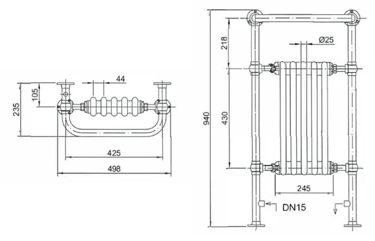 Luxus Badheizung Weiß / Gold 940 x 500 mm - Handtuchheizkörper - Vintage Bad Heizkörper Handtuchhalter