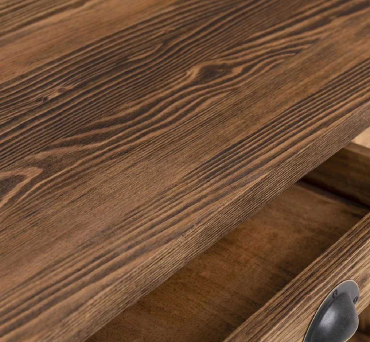 Landhausstil Kücheninsel Braun 180 x 85 x H. 90 cm - Massivholz Kücheninsel mit 4 Schubladen - Esszimmer Möbel - Küchen Möbel - Landhausstil Möbel