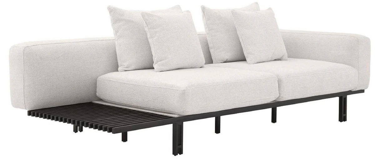 Luxus Sofa Creme / Bronze 233 x 104 x H. 60,5 cm - Modernes Wohnzimmer Sofa Rechte Seite - Hotel Sofa - Luxus Qualität