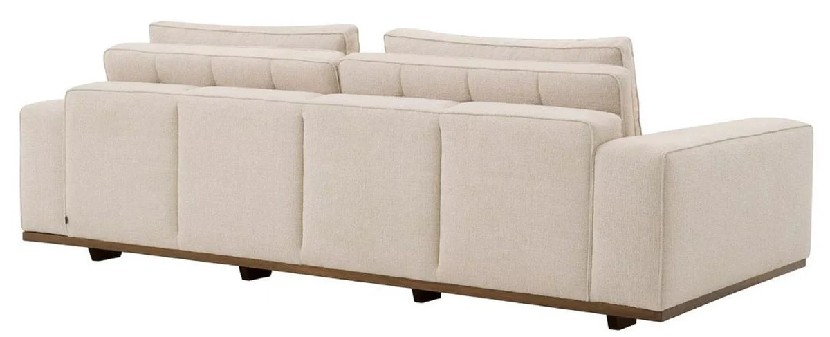 Luxus Sofa Beige / Braun 236 x 110 x H. 80 cm - Wohnzimmer Sofa mit Kissen - Wohnzimmer Möbel - Luxus Möbel - Wohnzimmer Einrichtung - Luxus Einrichtung - Luxus Qualität