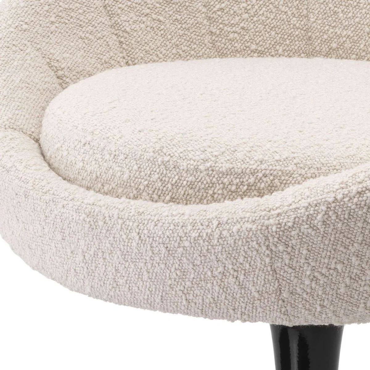 Luxus Esszimmerstuhl Cremefarben / Schwarz 67 x 57 x H. 78,5 cm - Drehstuhl im 60er Jahre Design - Luxus Esszimmer Möbel