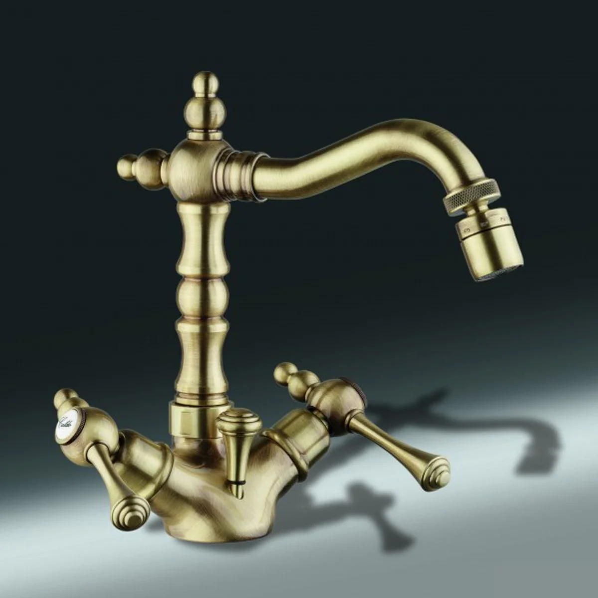 Luxus Bad Zubehör - Jugendstil Retro Bidet Armatur Einlochbatterie Altgold / Bronze Serie Milano - Made in Italy