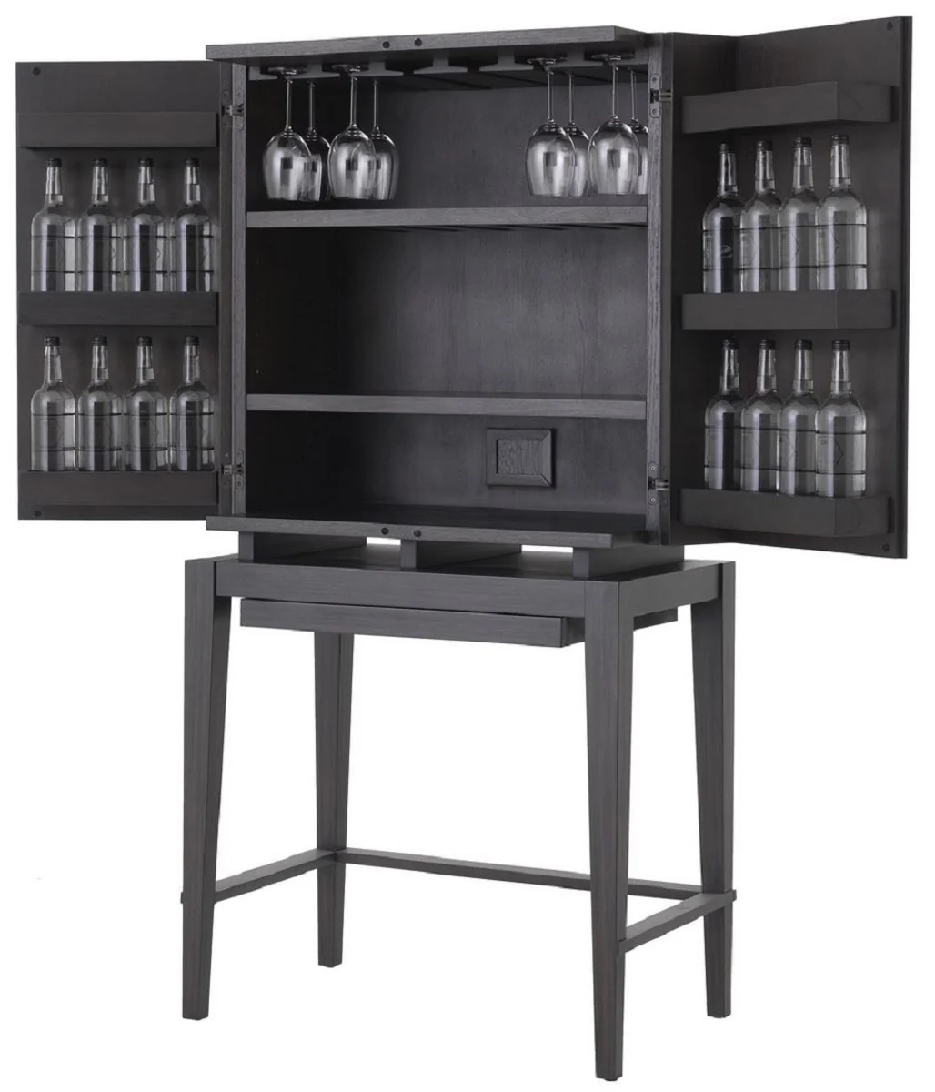 Luxus Weinschrank Anthrazitgrau / Bronze 82,5 x 51 x H. 168 cm - Mahagoni Barschrank mit 2 Türen - Barmöbel - Luxus Qualität