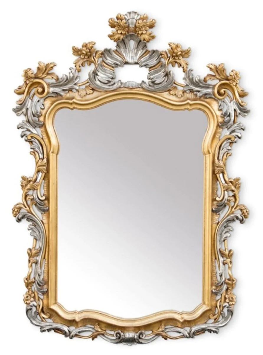 Luxus Barock Spiegel Gold / Silber - Handgefertigter italienischer Barockstil Wandspiegel - Luxus Möbel im Barockstil - Barock Möbel - Luxus Qualität - Made in Italy