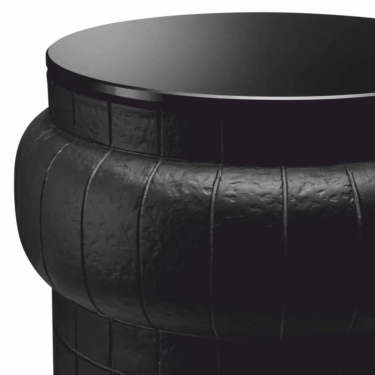 Luxus Beistelltisch mit Glasplatte Schwarz H. 52 cm - Luxus Möbel