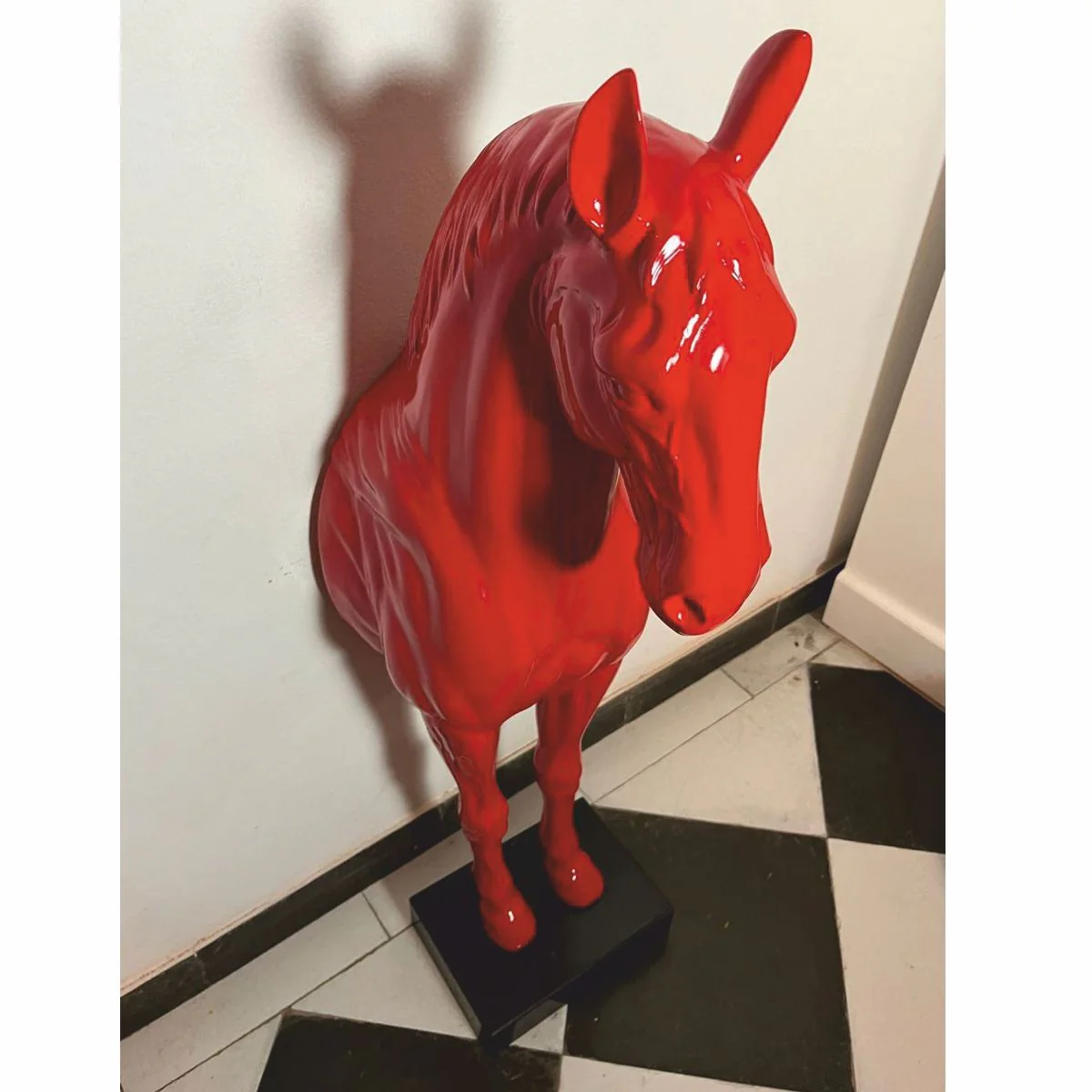 Wanddeko Skulptur Pferd Rot / Schwarz H. 96 cm - Deko Figur