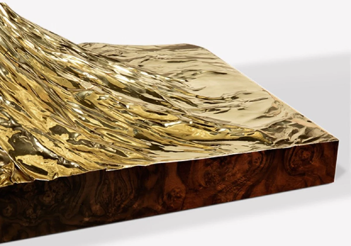 Luxus Designer Esstisch Braun / Gold 450 x 150 x H. 76 cm - Rechteckiger Esszimmertisch - Italienische Luxus Esszimmer Möbel - Luxus Einrichtung - Luxus Qualität - Made in Italy