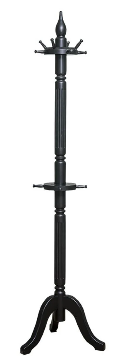 Landhausstil Garderobenständer Schwarz 59 x 59 x H. 200 cm - Massivholz Kleiderständer - Landhausstil Garderobenmöbel