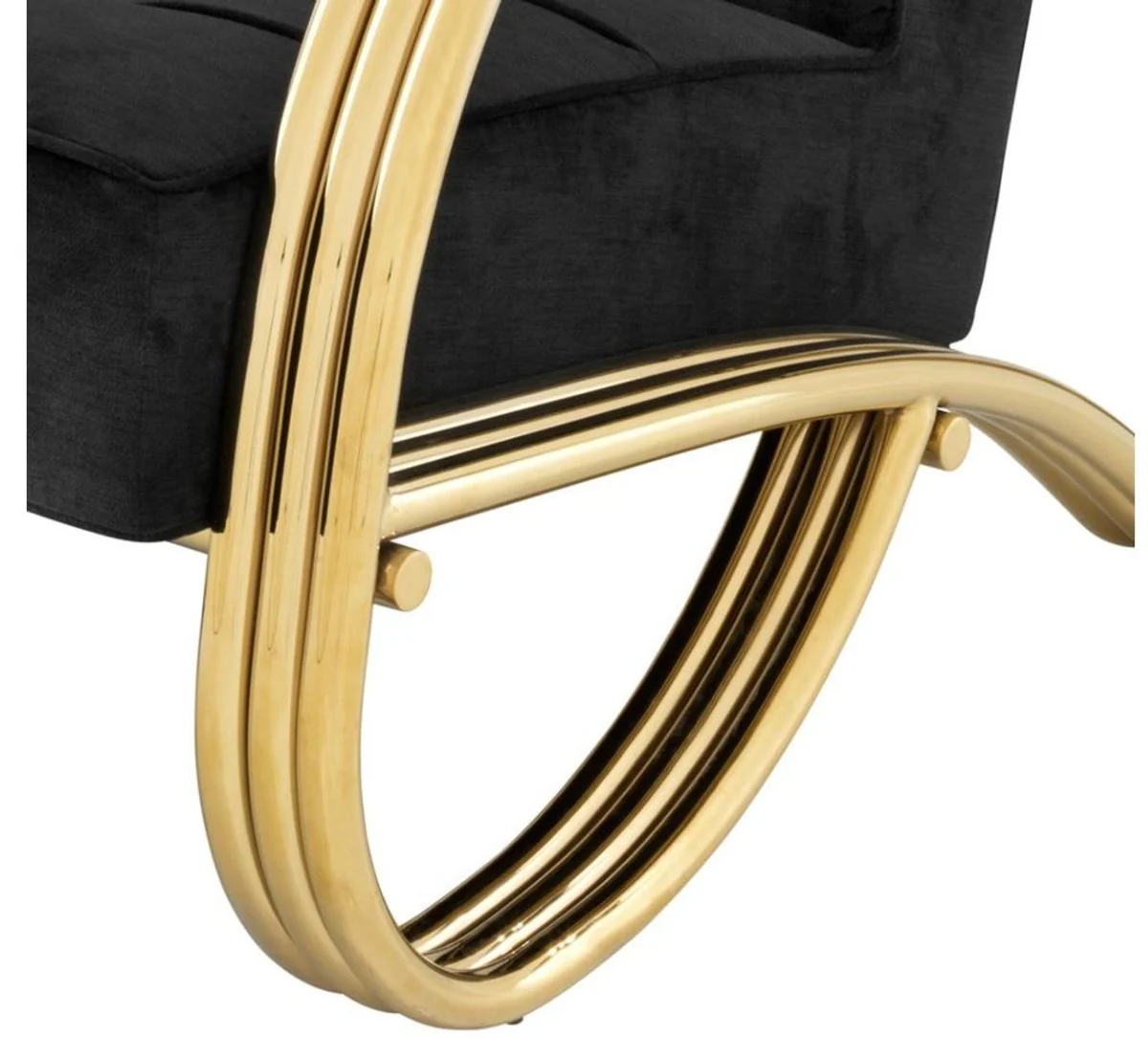 Luxus Sessel Schwarz / Gold 75 x 98 x H. 78 cm - Designer Sessel
